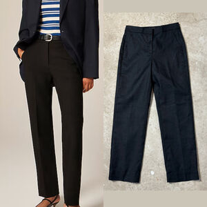 J Crew Kate Straight Leg Trouser Pants Stretch Linen Blend Women’s Size 2 Black